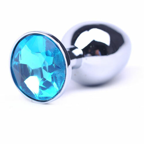 Metallic Anal Plug Diamond Blue Small